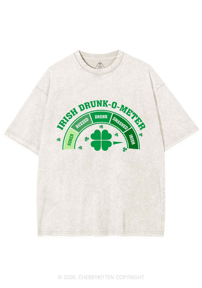 Irish Drunk O Meter St Patricks Y2K Shirts Washed Tee Cherrykitten
