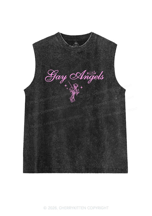 Gay Angels Pride Y2K Washed Muscle Tank Cherrykitten