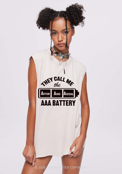 They Call Me AAA Battery Pride Y2K Washed Muscle Tank Cherrykitten