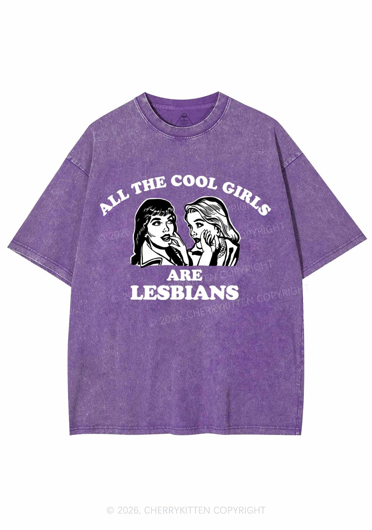 Cool Girls Lesbians Pride Y2K Shirts Washed Tee Cherrykitten