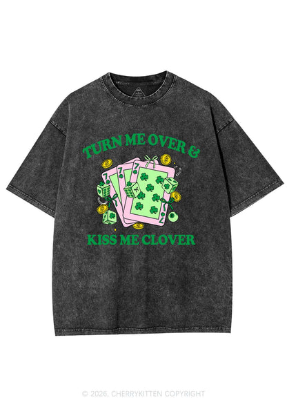 Kiss Me Clover Cards St Patricks Y2K Shirts Washed Tee Cherrykitten