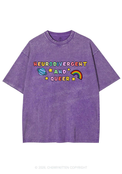 Neurodivergent And Queer Y2K Shirts Washed Tee Cherrykitten
