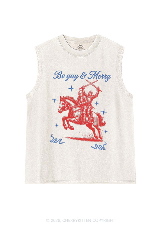 Be Gay Merry Pride Y2K Washed Muscle Tank Cherrykitten