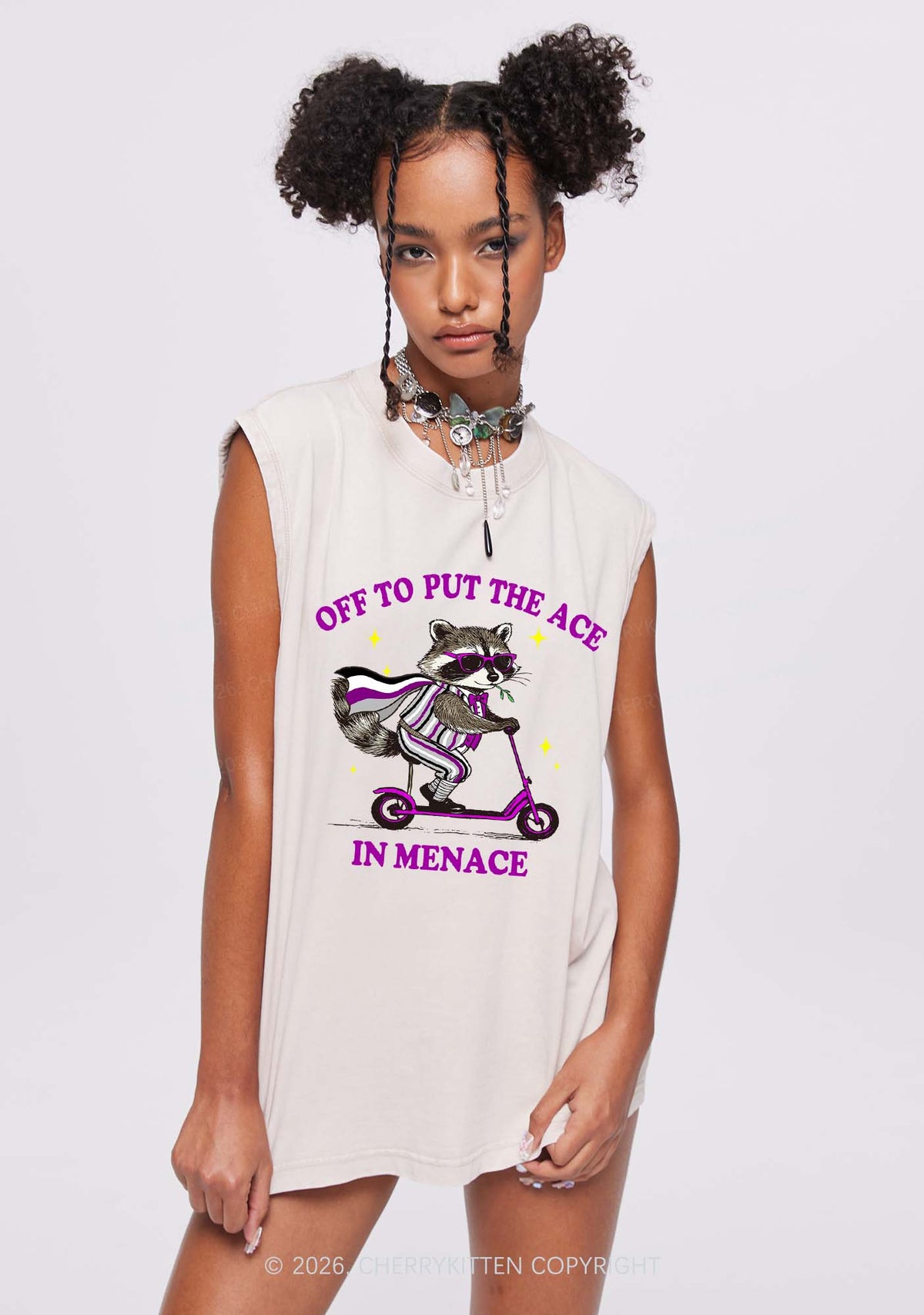 Put The Ace In Menace Pride Y2K Washed Muscle Tank Cherrykitten
