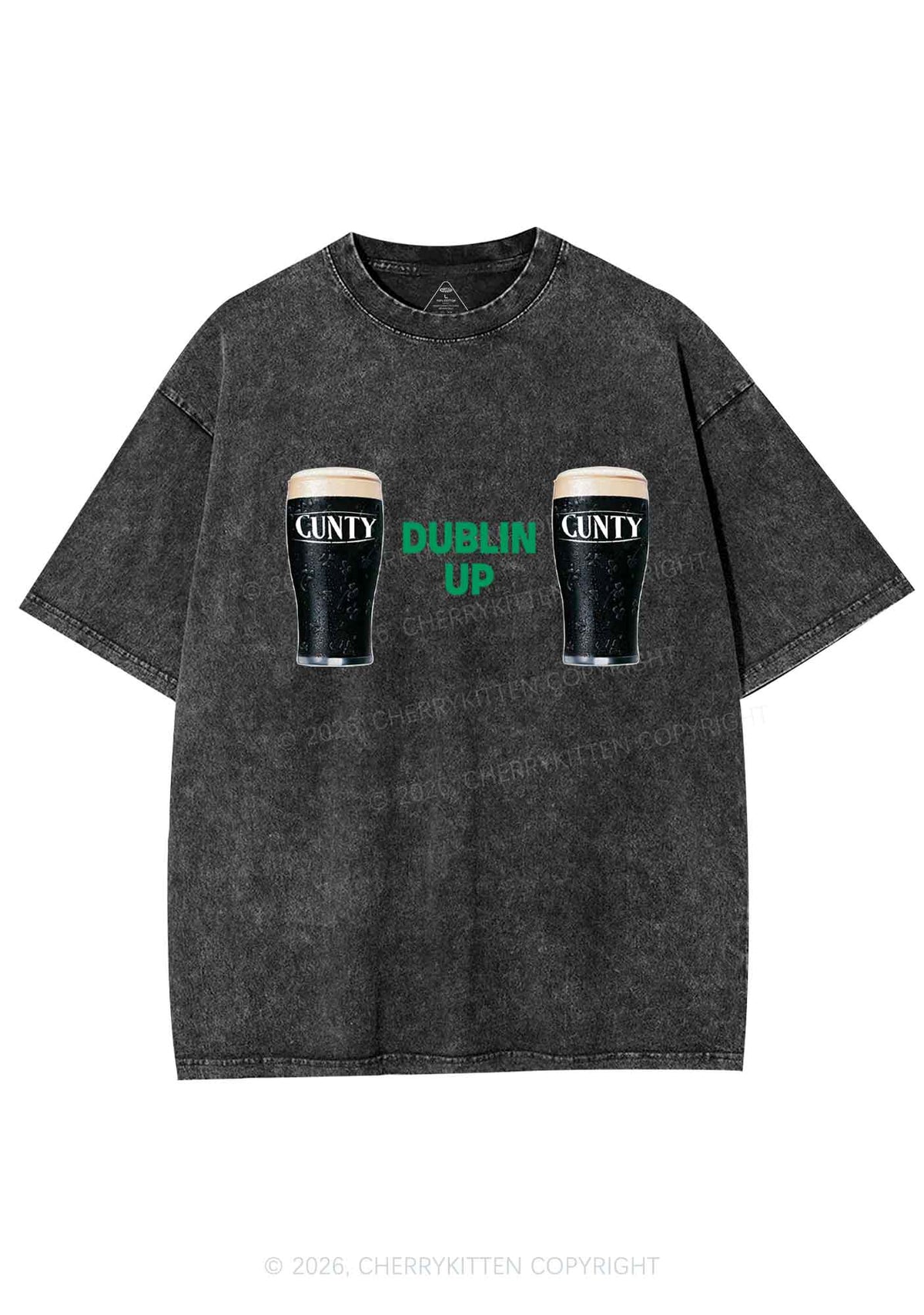 Dublin Up St Patricks Y2K Shirts Washed Tee Cherrykitten