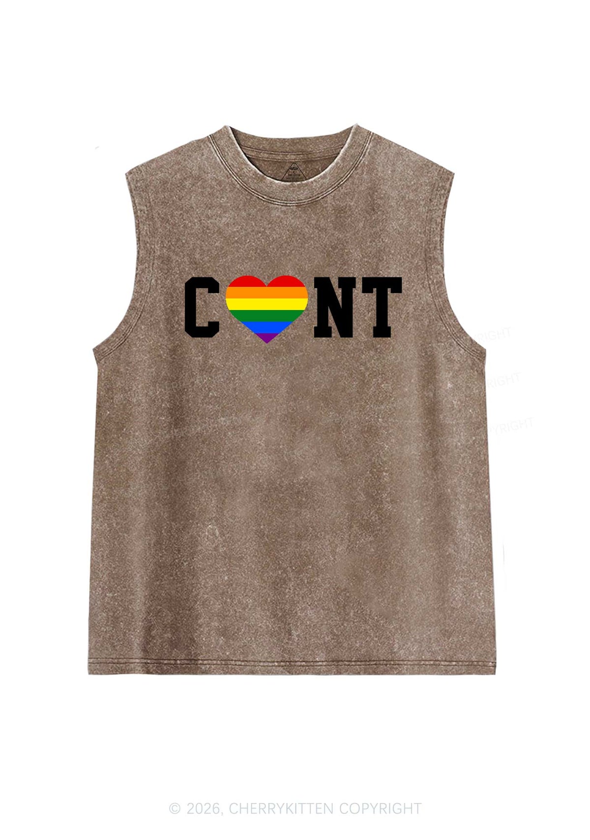 Rainbow Heart Cxxt Pride Y2K Washed Muscle Tank Cherrykitten