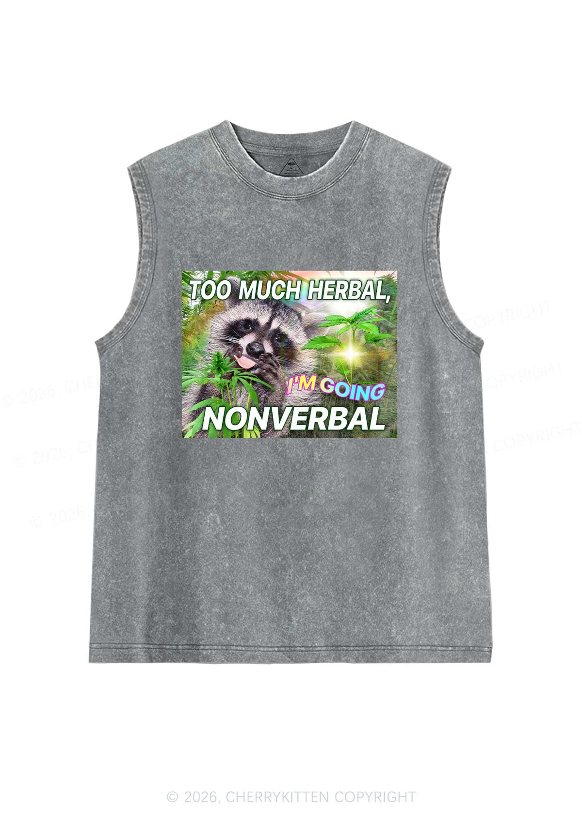 Im Going Nonverbal Y2K Washed Muscle Tank Cherrykitten