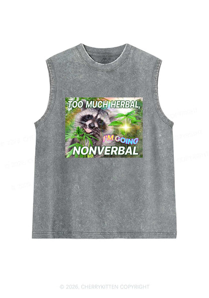Im Going Nonverbal Y2K Washed Muscle Tank Cherrykitten