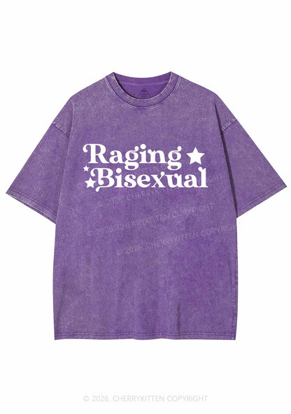 Raging Bisexual Stars Pride Y2K Shirts Washed Tee Cherrykitten