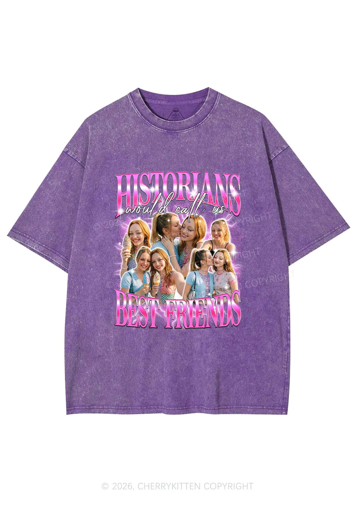 Custom Best Friends Photos Pride Y2K Shirts Washed Tee Cherrykitten