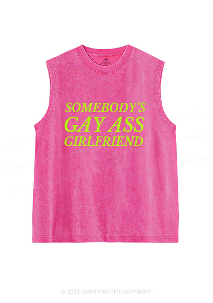Somebodys Gay Axx Girlfriend Pride Y2K Washed Muscle Tank Cherrykitten