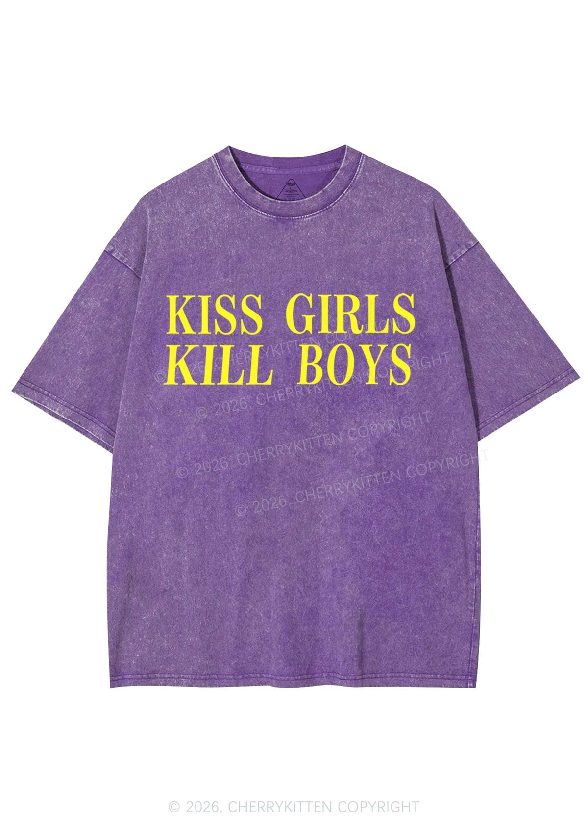 Kiss Girls Kill Boys Pride Y2K Shirts Washed Tee Cherrykitten