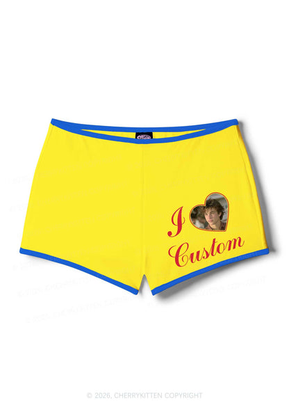I Love Custom Photo Valentine's Day Y2K Booty Shorts Cherrykitten
