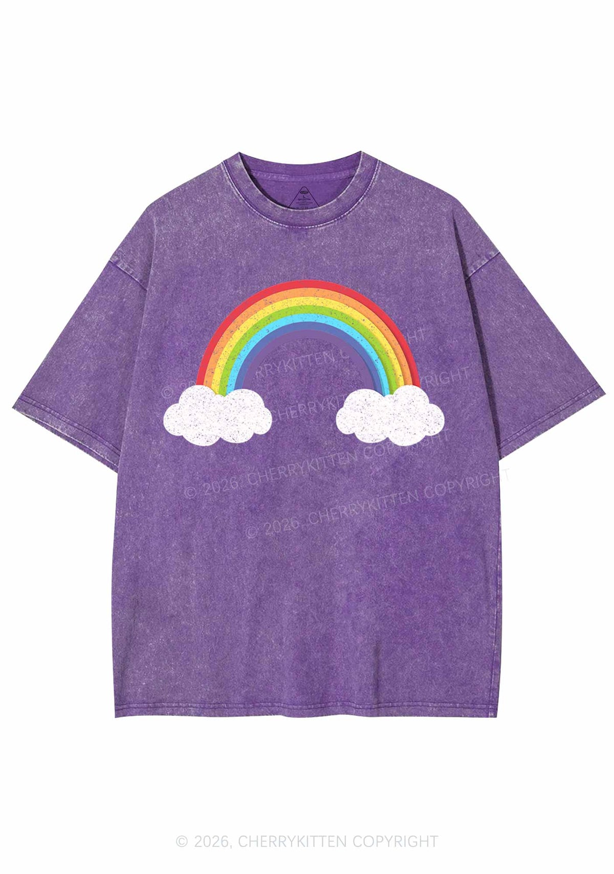 Rainbow Cloud Pride Y2K Shirts Washed Tee Cherrykitten