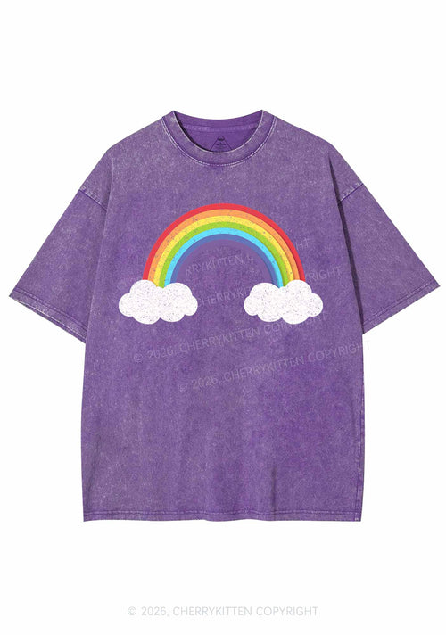 Rainbow Cloud Pride Y2K Shirts Washed Tee Cherrykitten