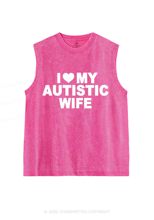 I Love My Autistic Wife Y2K Washed Muscle Tank Cherrykitten