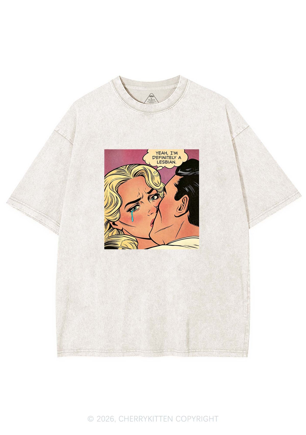 Im Definitely A Lesbian Pride Y2K Shirts Washed Tee Cherrykitten