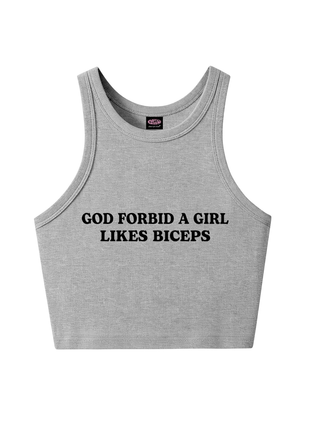 God Forbid A Girl Likes Biceps Y2K Crop Tank Top Cherrykitten