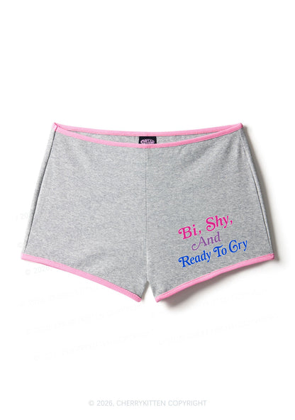 Bi Shy And Ready To Cry Pride Y2K Booty Shorts Cherrykitten