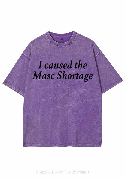 I Caused The Masc Shortage Pride Y2K Shirts Washed Tee Cherrykitten