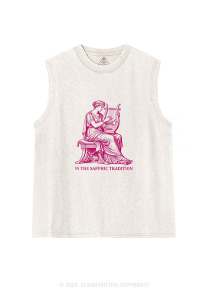 In The Sapphic Tradition Pride Y2K Washed Muscle Tank Cherrykitten