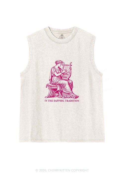 In The Sapphic Tradition Pride Y2K Washed Muscle Tank Cherrykitten