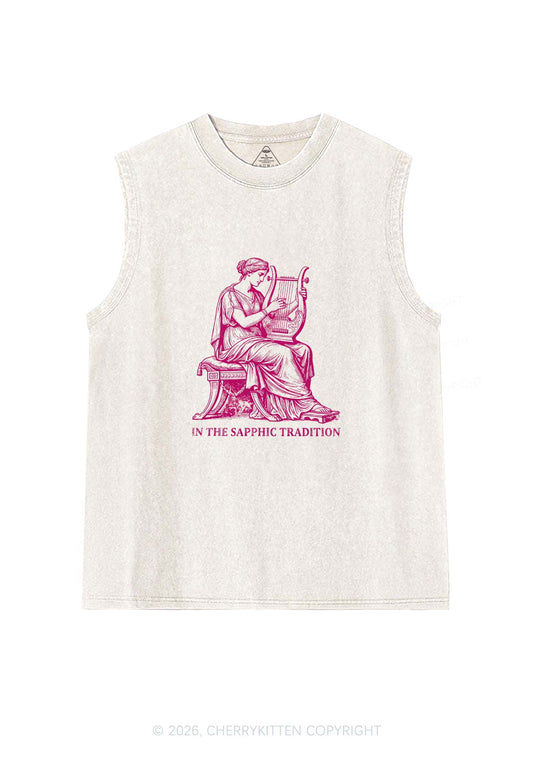 In The Sapphic Tradition Pride Y2K Washed Muscle Tank Cherrykitten