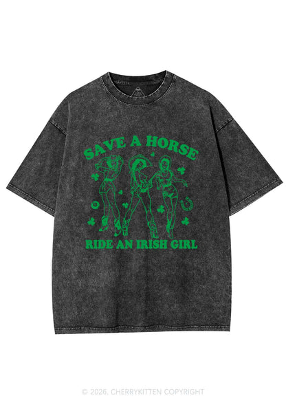 Ride An Irish Girl St Patricks Y2K Shirts Washed Tee Cherrykitten