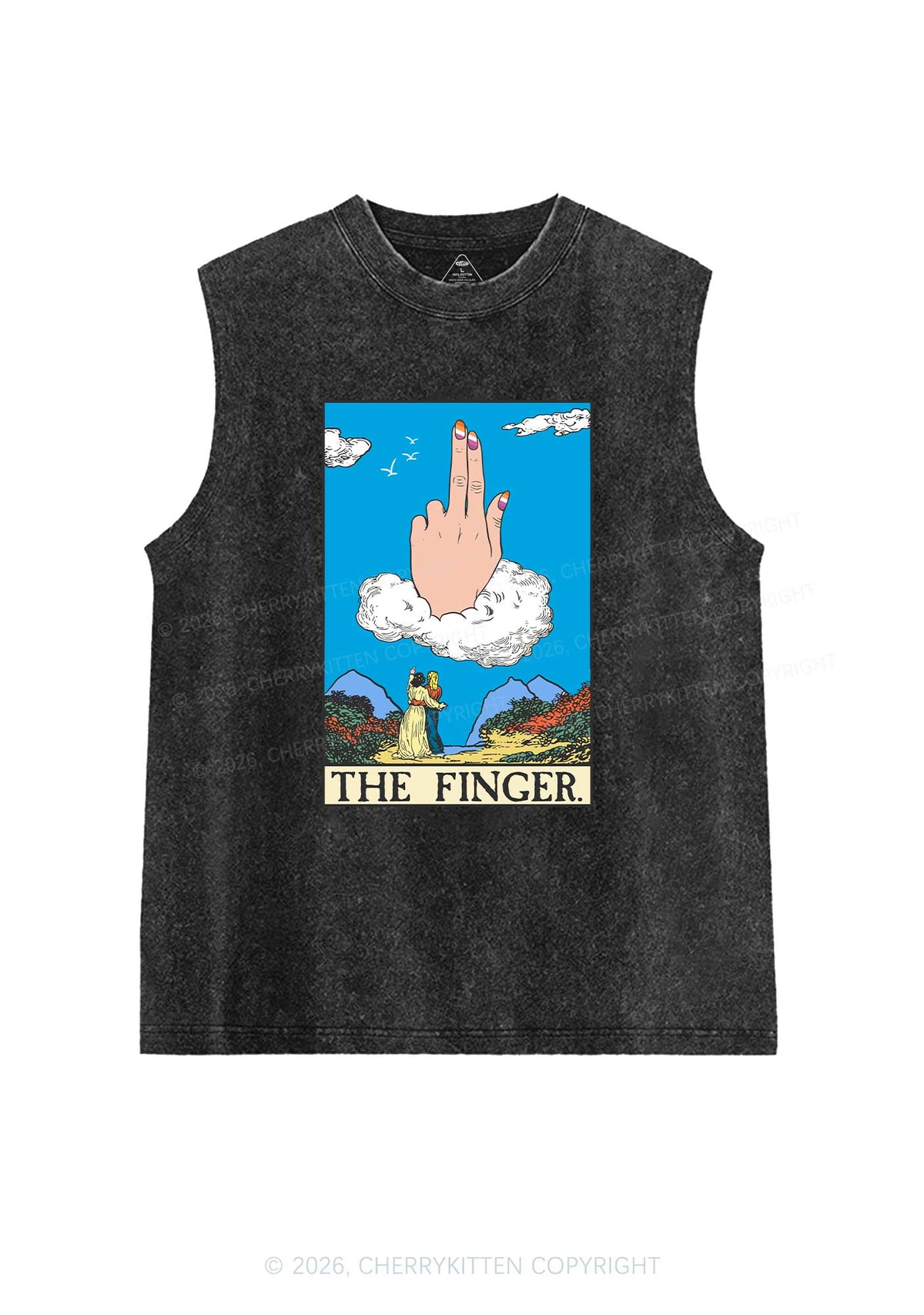 The Lesbians Finger Pride Y2K Washed Muscle Tank Cherrykitten