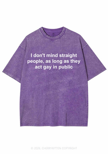Act Gay In Public Pride Y2K Shirts Washed Tee Cherrykitten