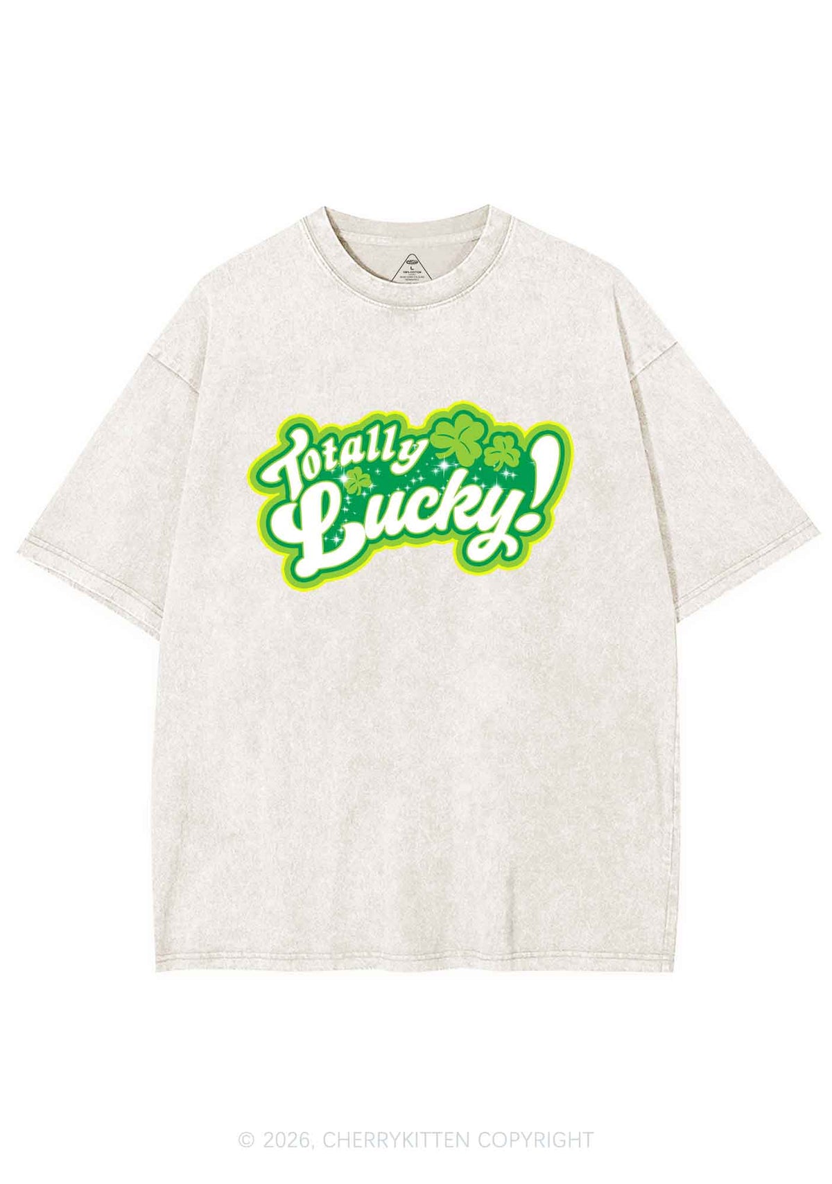 Totally Lucky St Patricks Y2K Shirts Washed Tee Cherrykitten