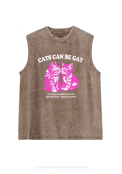 Cat Can Be Gay Pride Y2K Washed Muscle Tank Cherrykitten