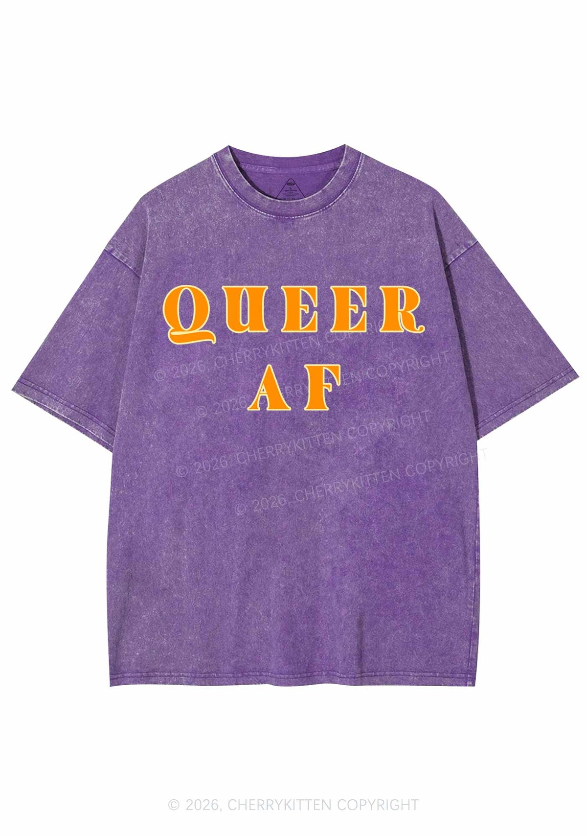 Queer AF Pride Y2K Shirts Washed Tee Cherrykitten