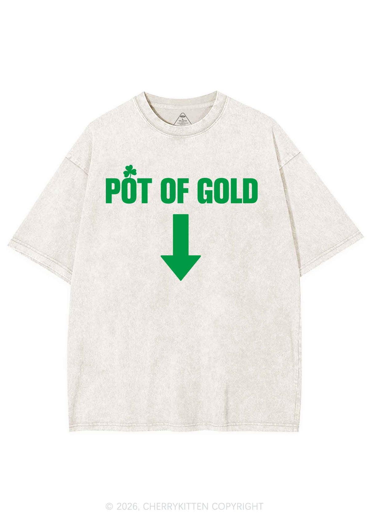 Pot Of Gold St Patricks Y2K Shirts Washed Tee Cherrykitten
