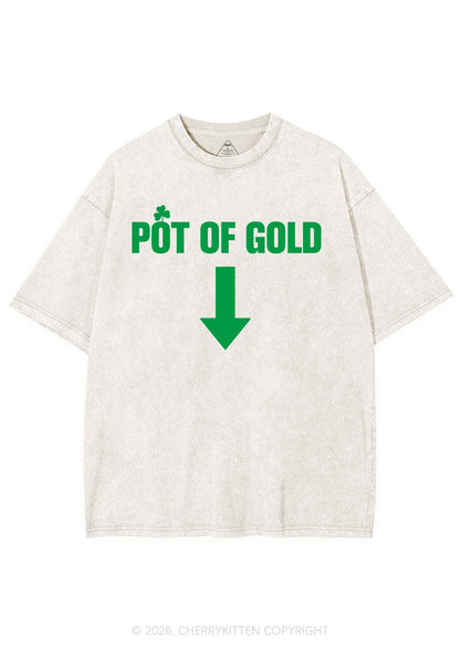 Pot Of Gold St Patricks Y2K Shirts Washed Tee Cherrykitten