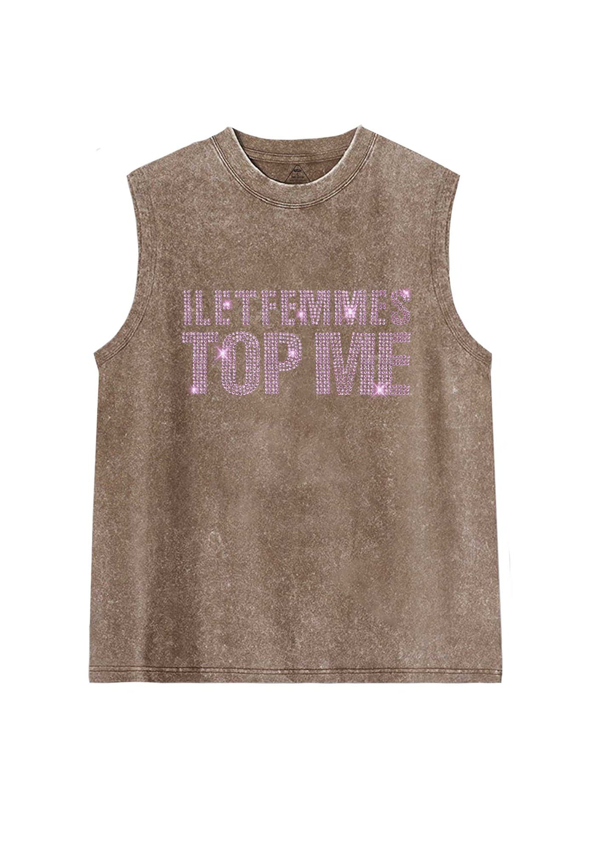 Rhinestone I Let Femmes Top Me Pride Y2K Washed Muscle Tank Cherrykitten