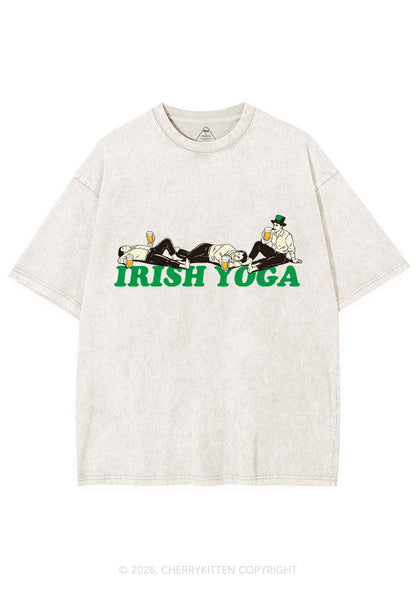 Irish Yoga St Patricks Y2K Shirts Washed Tee Cherrykitten