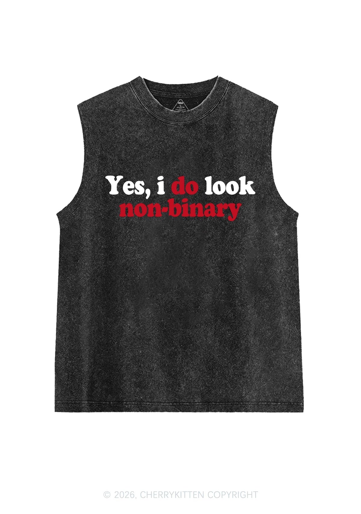 I Do Look Nonbinary Pride Y2K Washed Muscle Tank Cherrykitten