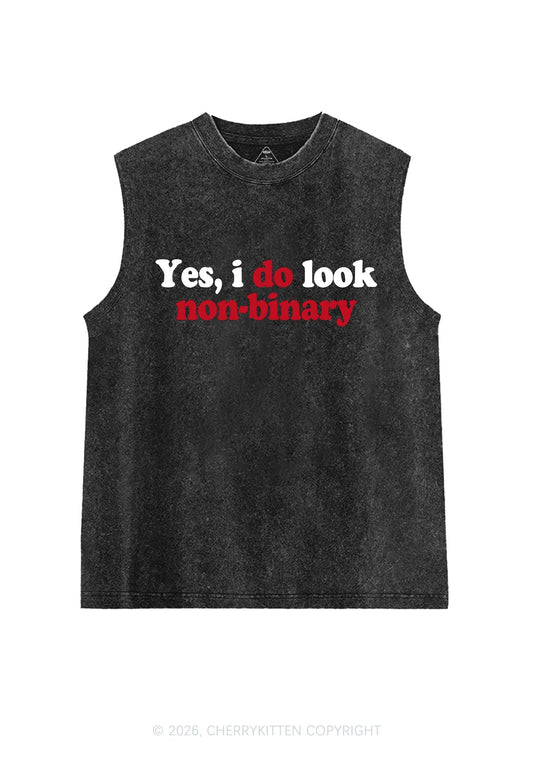 I Do Look Nonbinary Pride Y2K Washed Muscle Tank Cherrykitten