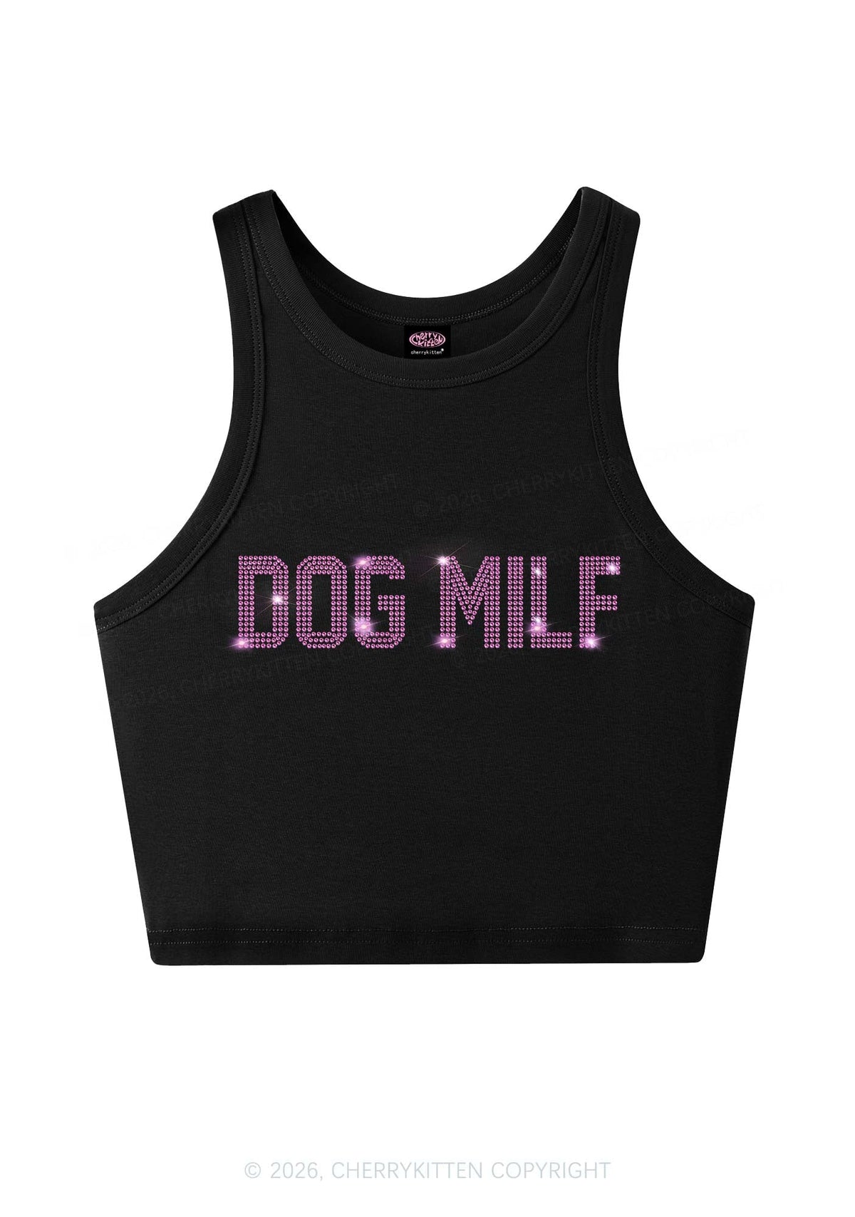 Rhinestone Dog Mxxf Y2K Crop Tank Top Cherrykitten