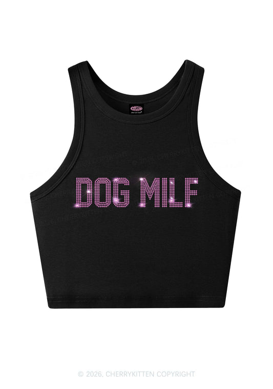 Rhinestone Dog Mxxf Y2K Crop Tank Top Cherrykitten