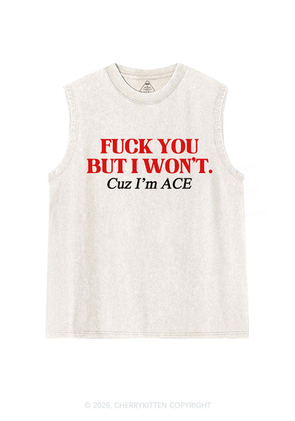 Fxxk You Cuz Im Ace Pride Y2K Washed Muscle Tank Cherrykitten