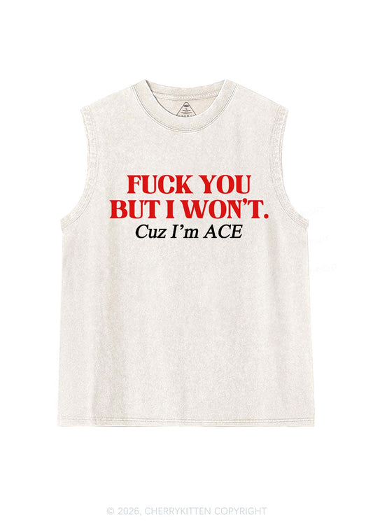 Fxxk You Cuz Im Ace Pride Y2K Washed Muscle Tank Cherrykitten