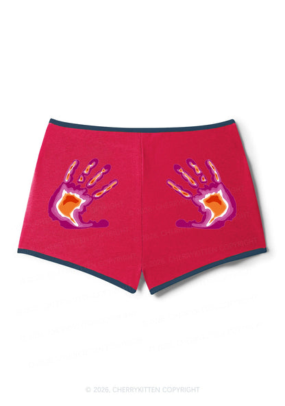 Lesbian Thermal Hands Pride Y2K Booty Shorts Cherrykitten