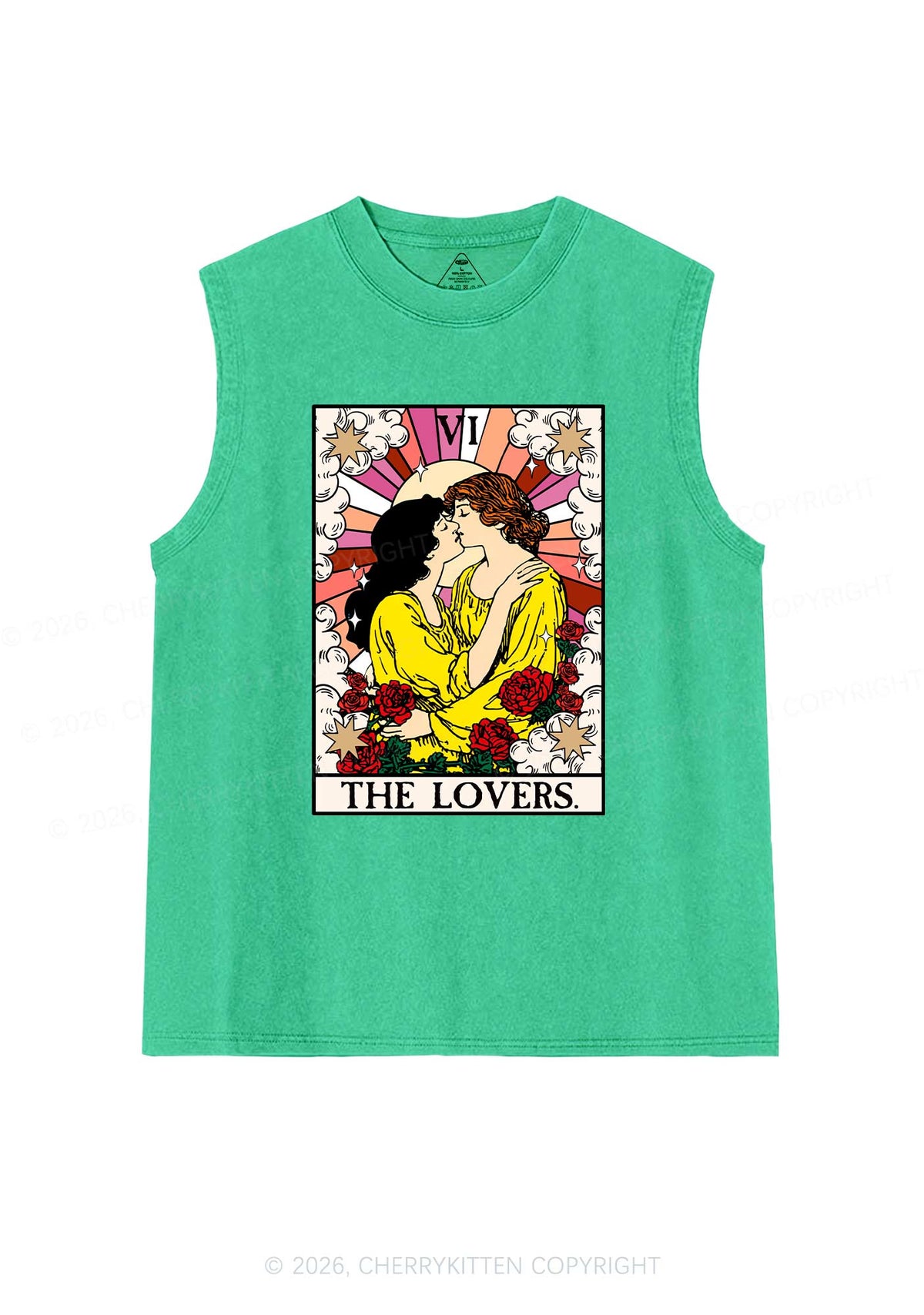 Kissing Lesbians Pride Y2K Washed Muscle Tank Cherrykitten