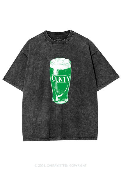 Green Cxxty Beer St Patricks Y2K Shirts Washed Tee Cherrykitten