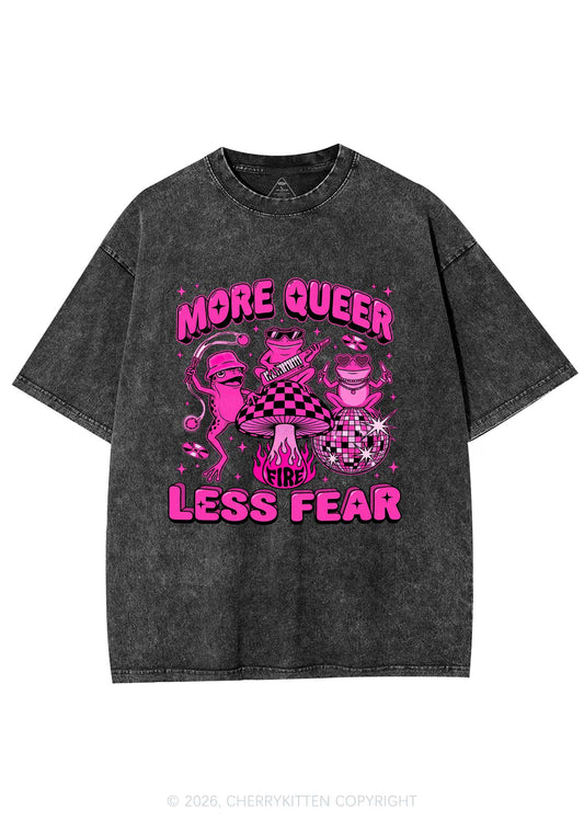 More Queer Less Fear Pride Y2K Shirts Washed Tee Cherrykitten