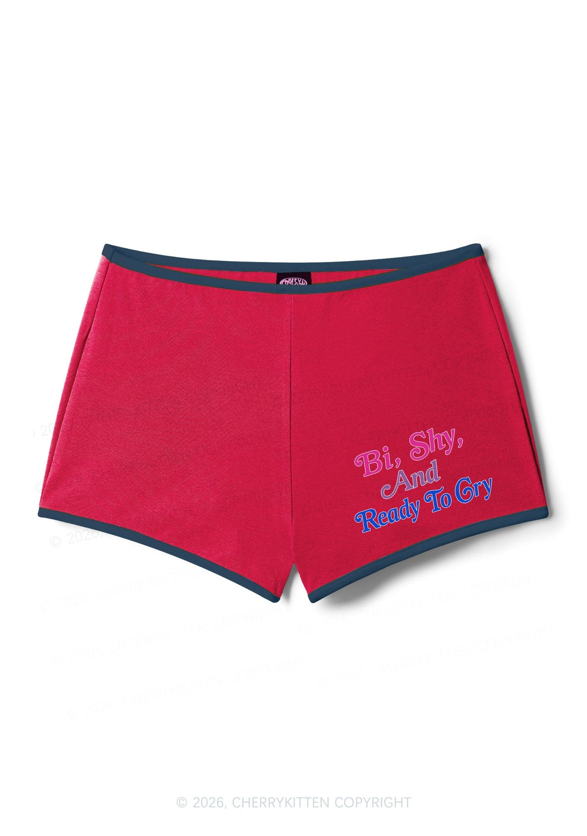 Bi Shy And Ready To Cry Pride Y2K Booty Shorts Cherrykitten