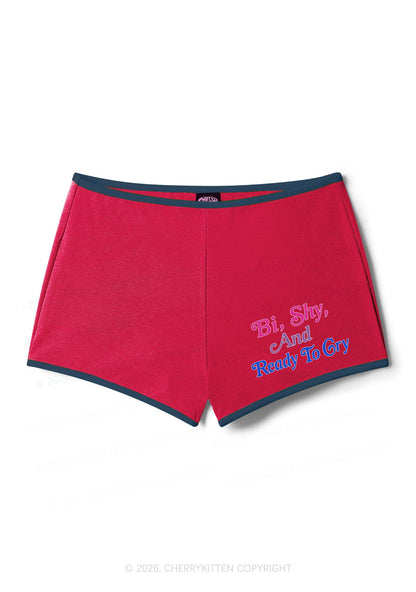 Bi Shy And Ready To Cry Pride Y2K Booty Shorts Cherrykitten