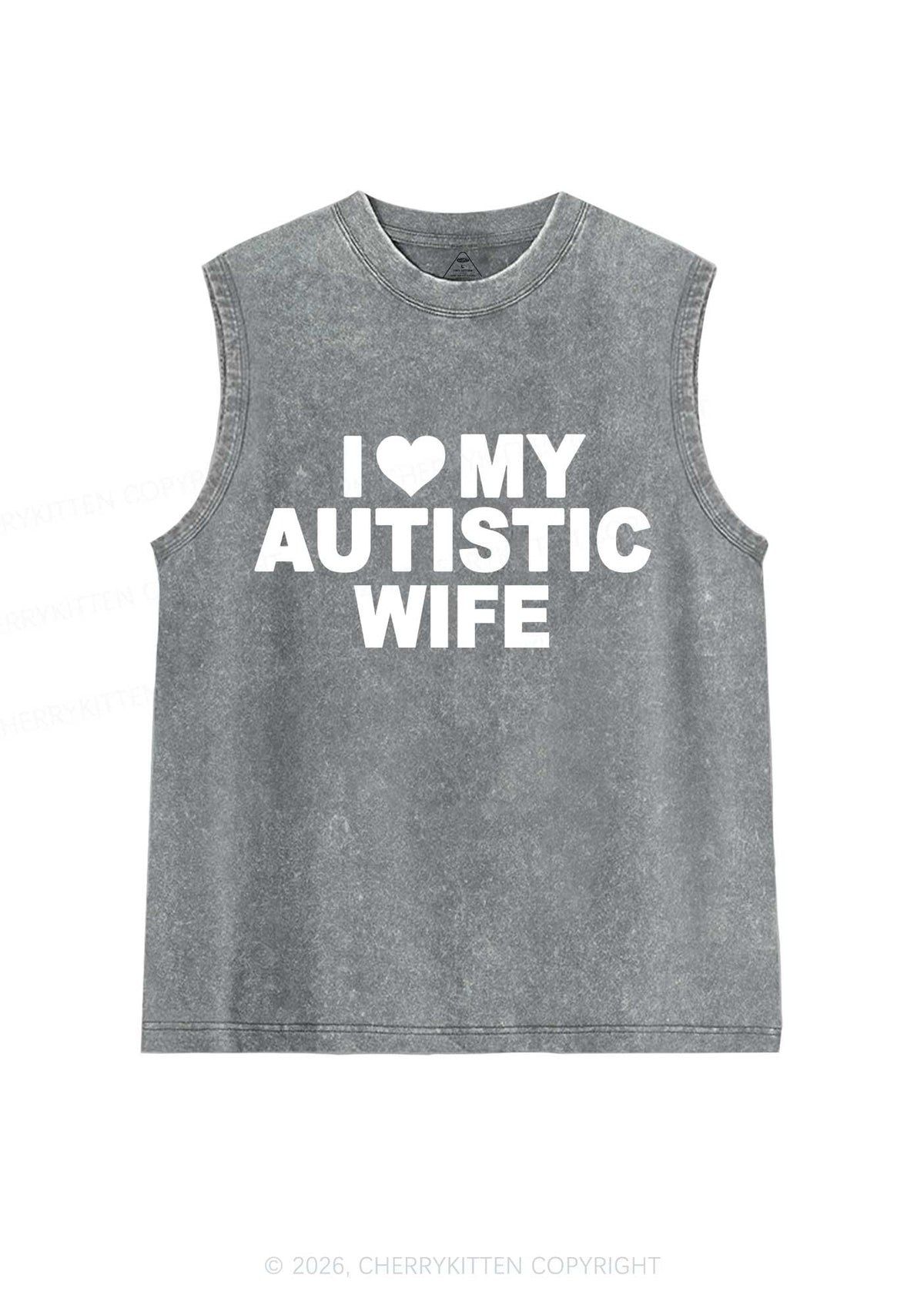 I Love My Autistic Wife Y2K Washed Muscle Tank Cherrykitten